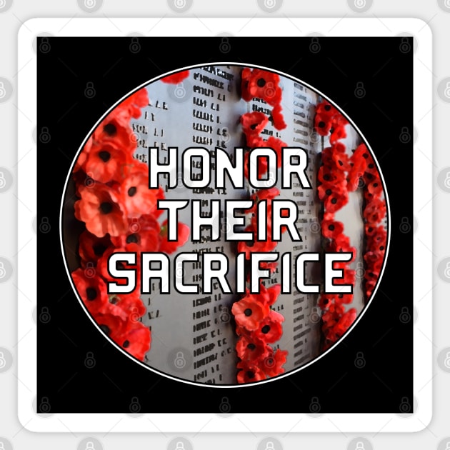 Honor Their Sacrifice Memorial with Red Poppy Flowers Pocket Version (MD23Mrl006c) Sticker by Maikell Designs